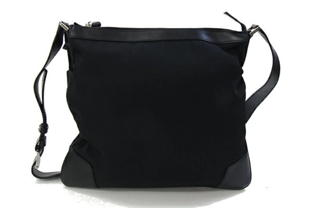 Gucci Shoulder Black Leather Key Bag Canvas Crossbody Black